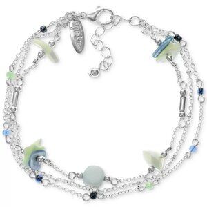 Style & Co Mixed Bead Multi-Row Ankle Bracelet in Silver-Tone NWT MSRP $25